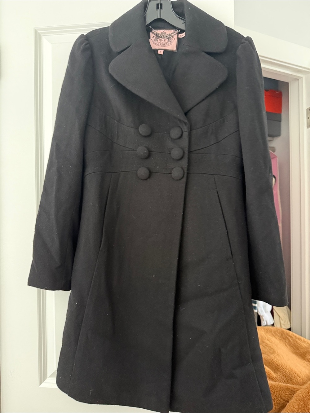 Juicy Couture Black Double-Breasted Pea Coat